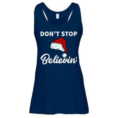 Don't Stop Believing Santa Hat Ladies Essential Flowy Tank