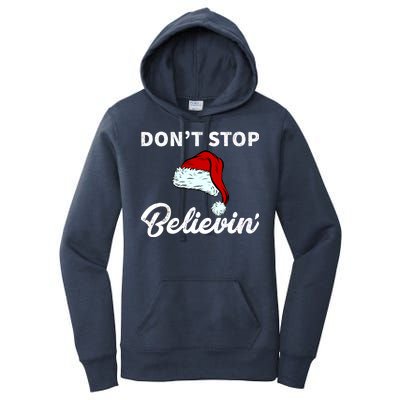 Don't Stop Believing Santa Hat Women's Pullover Hoodie