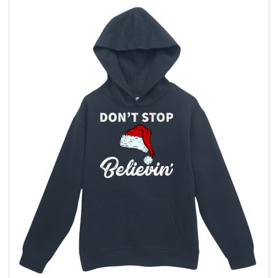 Don't Stop Believing Santa Hat Urban Pullover Hoodie