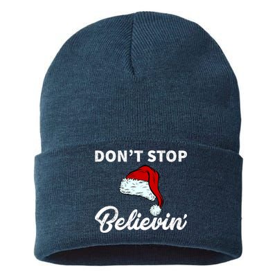 Don't Stop Believing Santa Hat Sustainable Knit Beanie