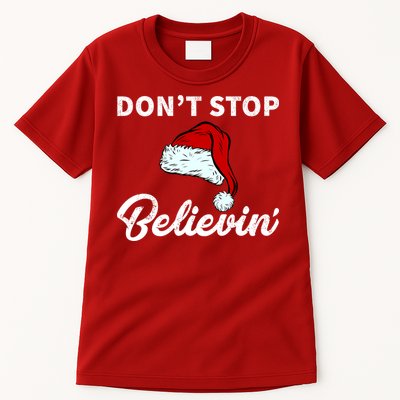 Don't Stop Believing Santa Hat Tall T-Shirt