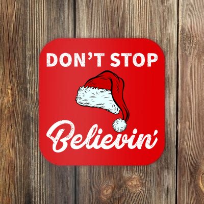 Don't Stop Believing Santa Hat Coaster