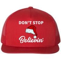 Don't Stop Believing Santa Hat Flat Bill Trucker Hat