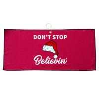 Don't Stop Believing Santa Hat Large Microfiber Waffle Golf Towel