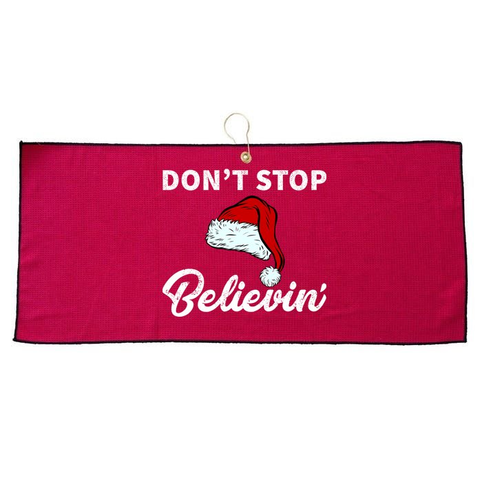 Don't Stop Believing Santa Hat Large Microfiber Waffle Golf Towel