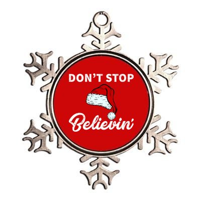 Don't Stop Believing Santa Hat Metallic Star Ornament