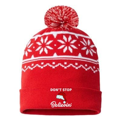 Don't Stop Believing Santa Hat USA-Made Snowflake Beanie