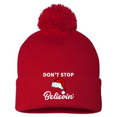 Don't Stop Believing Santa Hat Pom Pom 12in Knit Beanie