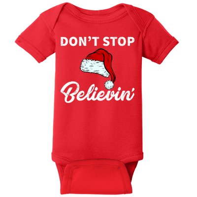 Don't Stop Believing Santa Hat Baby Bodysuit