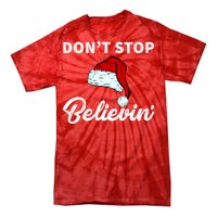 Don't Stop Believing Santa Hat Tie-Dye T-Shirt