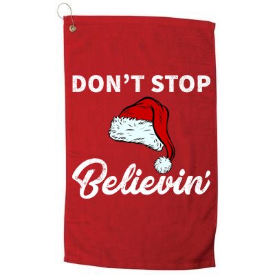 Don't Stop Believing Santa Hat Golf Towel