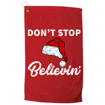 Don't Stop Believing Santa Hat Platinum Collection Golf Towel