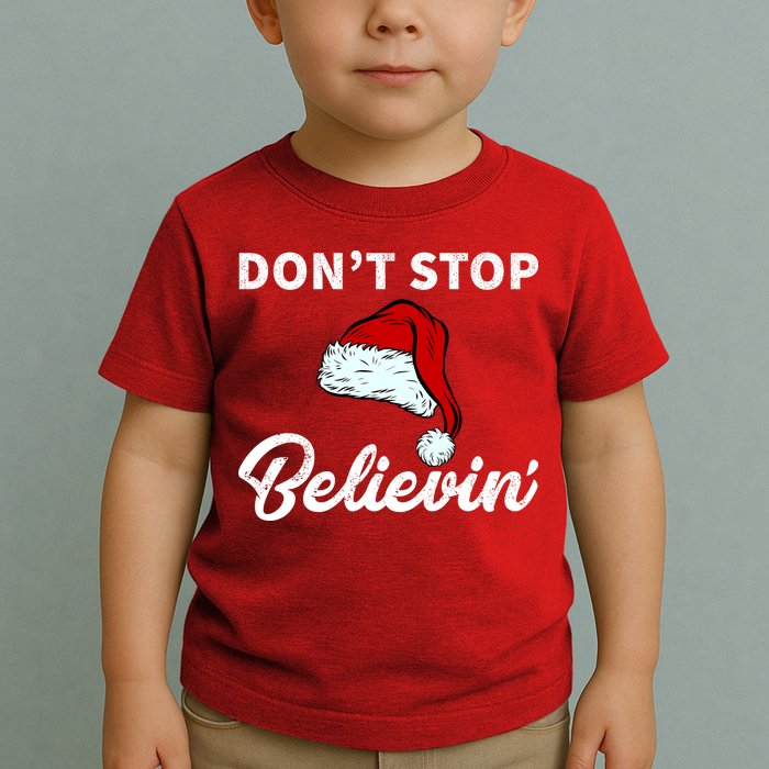 Don't Stop Believing Santa Hat Toddler T-Shirt