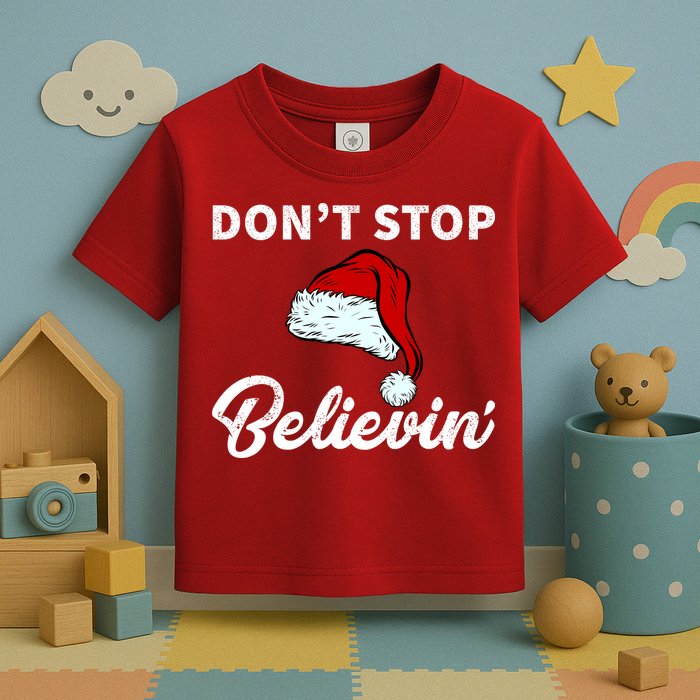 Don't Stop Believing Santa Hat Toddler T-Shirt