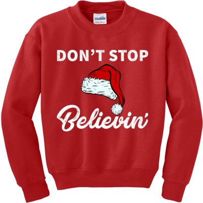 Don't Stop Believing Santa Hat Kids Sweatshirt
