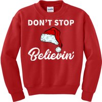 Don't Stop Believing Santa Hat Kids Sweatshirt