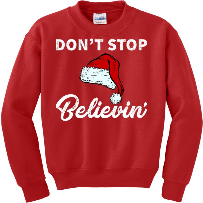 Don't Stop Believing Santa Hat Kids Sweatshirt