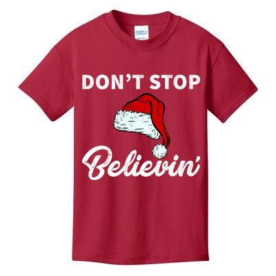 Don't Stop Believing Santa Hat Kids T-Shirt