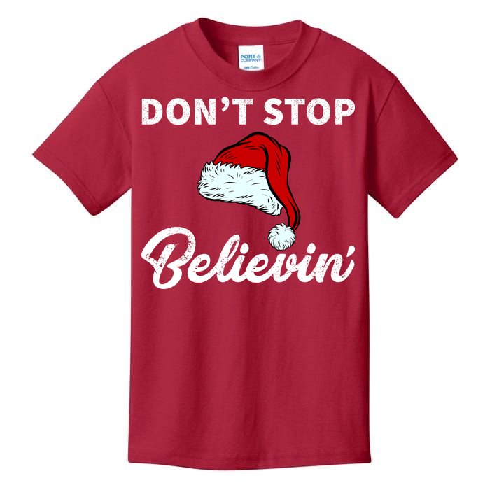 Don't Stop Believing Santa Hat Kids T-Shirt