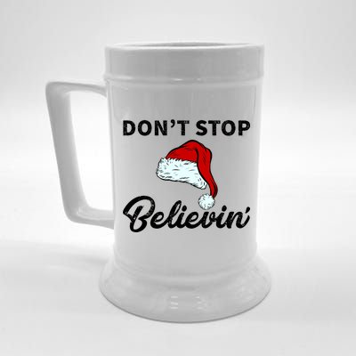 Don't Stop Believing Santa Hat Beer Stein