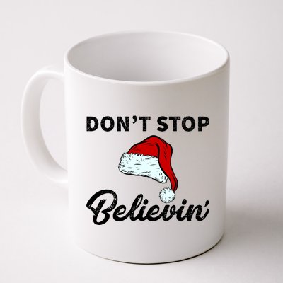 Don't Stop Believing Santa Hat Coffee Mug