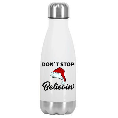 Don't Stop Believing Santa Hat Stainless Steel Insulated Water Bottle