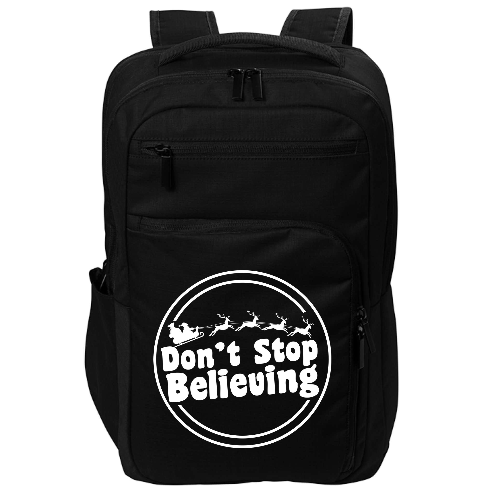 Don't Stop Believing Santa Sleigh Christmas Impact Tech Backpack