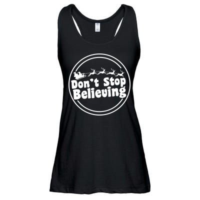 Don't Stop Believing Santa Sleigh Christmas Ladies Essential Flowy Tank