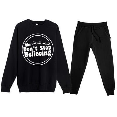 Don't Stop Believing Santa Sleigh Christmas Premium Crewneck Sweatsuit Set