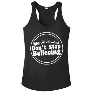 Don't Stop Believing Santa Sleigh Christmas Ladies PosiCharge Competitor Racerback Tank