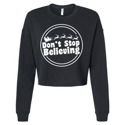 Don't Stop Believing Santa Sleigh Christmas Cropped Pullover Crew