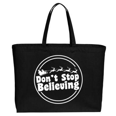 Don't Stop Believing Santa Sleigh Christmas Cotton Canvas Jumbo Tote