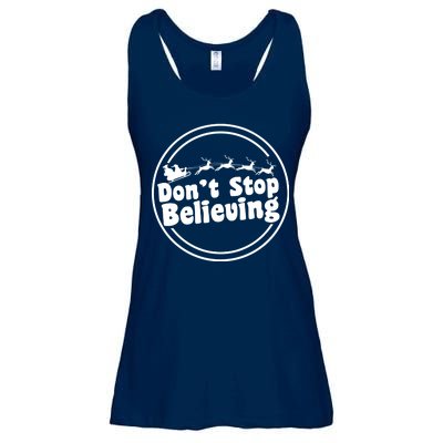 Don't Stop Believing Santa Sleigh Christmas Ladies Essential Flowy Tank