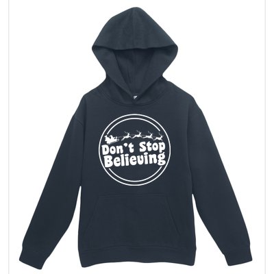 Don't Stop Believing Santa Sleigh Christmas Urban Pullover Hoodie