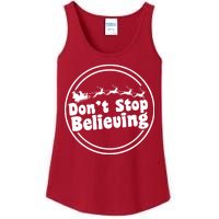 Don't Stop Believing Santa Sleigh Christmas Ladies Essential Tank