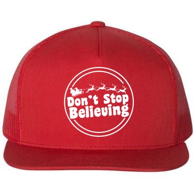 Don't Stop Believing Santa Sleigh Christmas Flatbill Hat