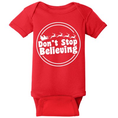 Don't Stop Believing Santa Sleigh Christmas Baby Bodysuit