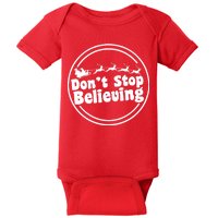 Don't Stop Believing Santa Sleigh Christmas Baby Bodysuit