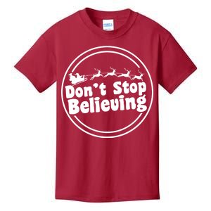 Don't Stop Believing Santa Sleigh Christmas Kids T-Shirt