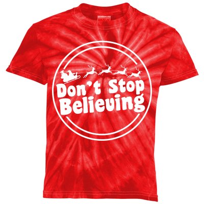 Don't Stop Believing Santa Sleigh Christmas Kids Tie-Dye T-Shirt