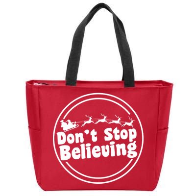 Don't Stop Believing Santa Sleigh Christmas Zip Tote Bag