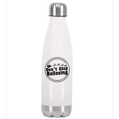 Don't Stop Believing Santa Sleigh Christmas Stainless Steel Insulated Water Bottle