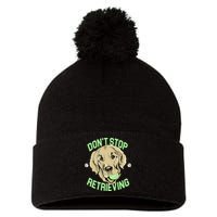 Don't Stop Retrieving Funny Golden Retriever Pom Pom 12in Knit Beanie