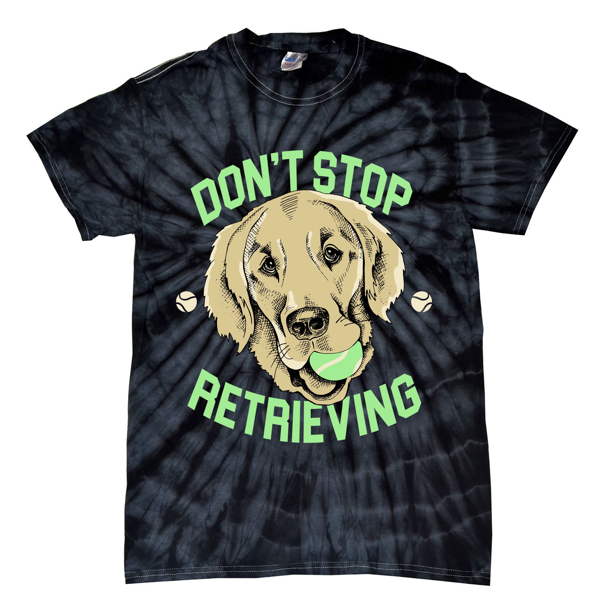 Don't Stop Retrieving Funny Golden Retriever Tie-Dye T-Shirt