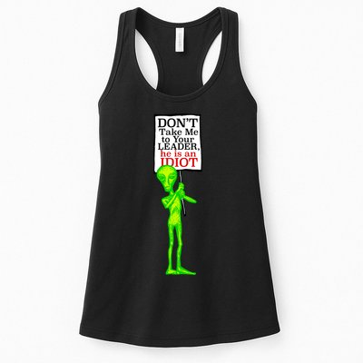 Don't Take Me To Your Leader Idiot Funny Alien Womens Tank Top
