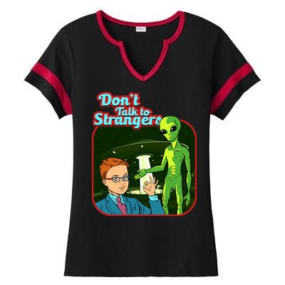 Don't Talk To Strangers Retro Vintage Ladies Halftime Notch Neck Tee