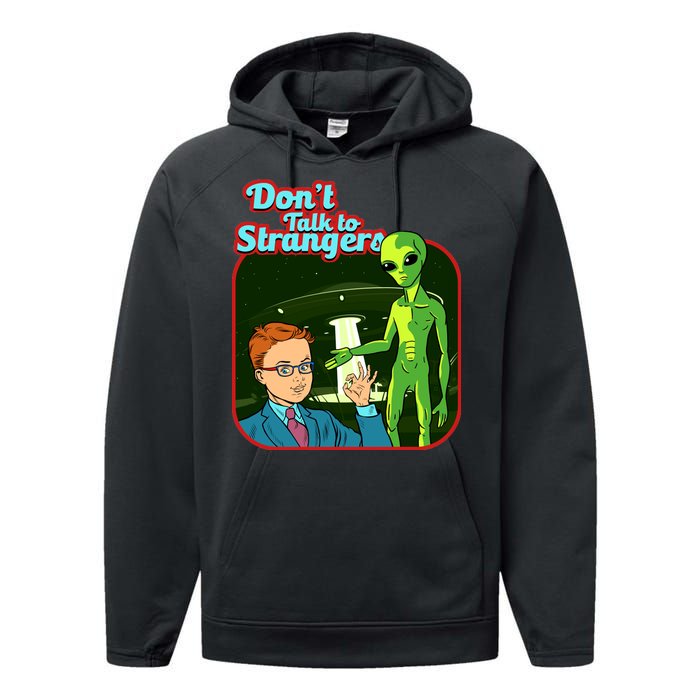 Don't Talk To Strangers Retro Vintage Performance Fleece Hoodie