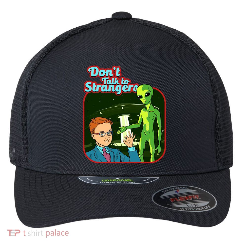 Don't Talk To Strangers Retro Vintage Flexfit Unipanel Trucker Cap