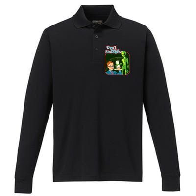 Don't Talk To Strangers Retro Vintage Performance Long Sleeve Polo