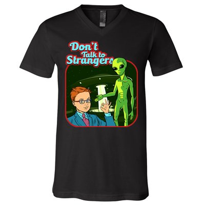 Don't Talk To Strangers Retro Vintage V-Neck T-Shirt